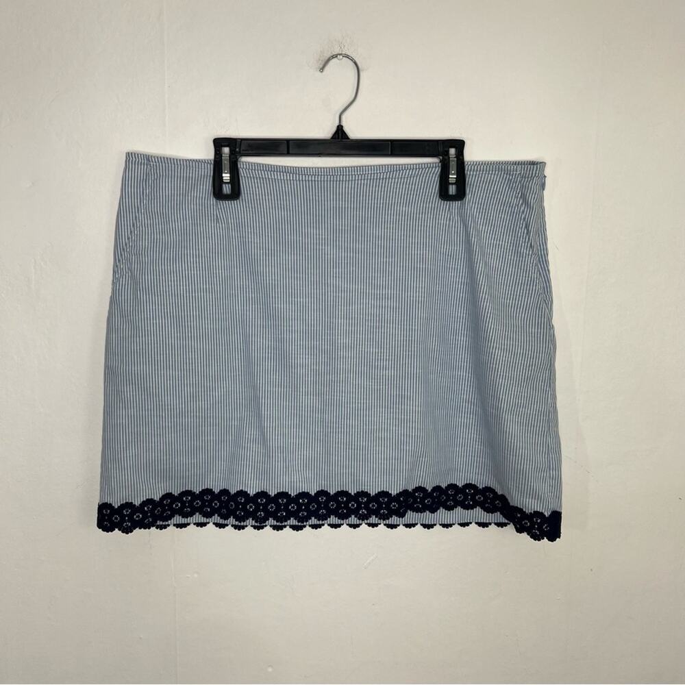 Golftini Blue & White Striped Golf Tennis Cotton Skort Lace Trim Size 16